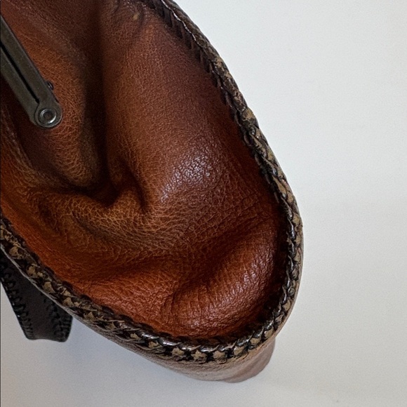 Antique embossed brown leather mini purse patented 1918. Clean. Embossed floral - Picture 8 of 16